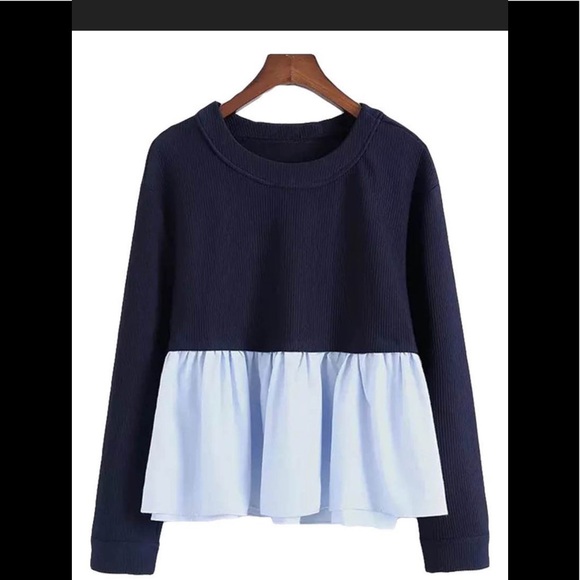 GOODNIGHT MACAROON Julie Blue Mock layer Top - Picture 1 of 5